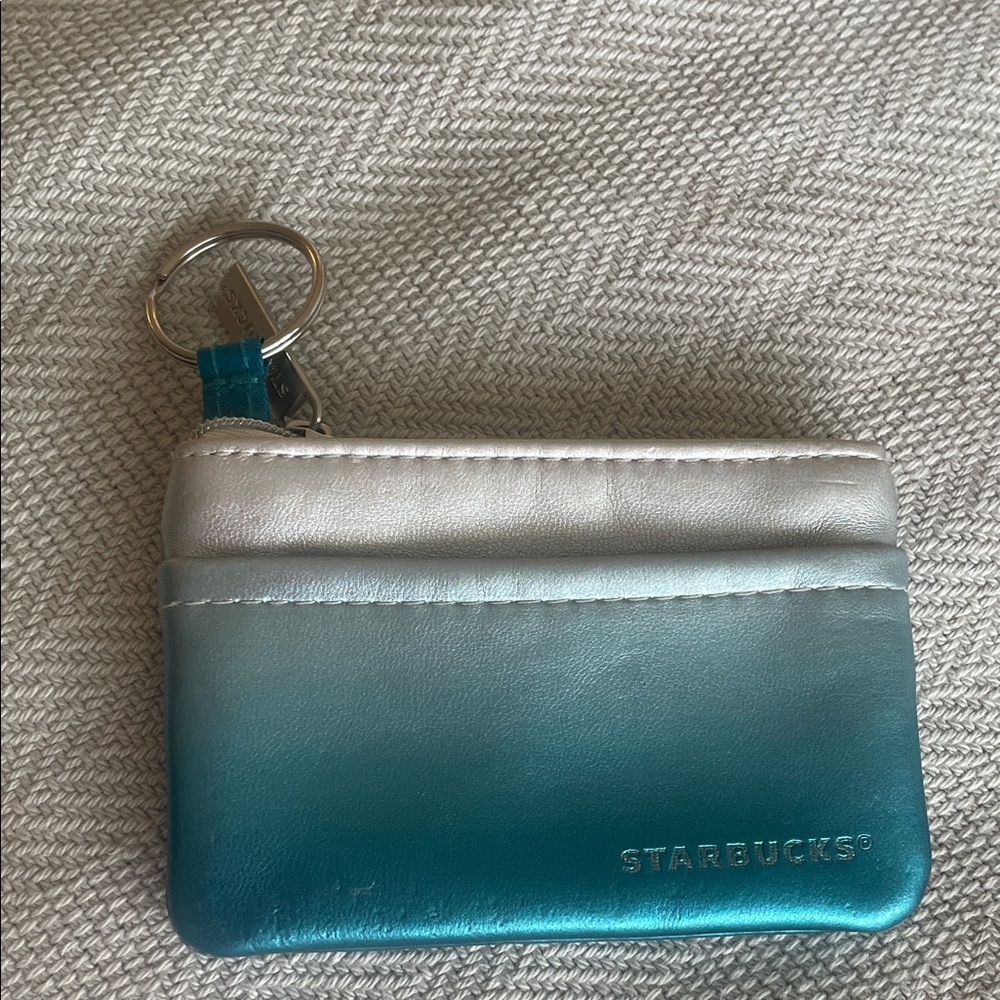 Starbucks Teal and White Card Holder Keychain